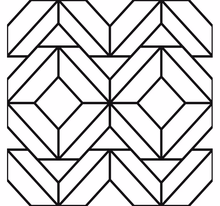 Zwart-wit geometrisch patroon behang modern - TenStickers