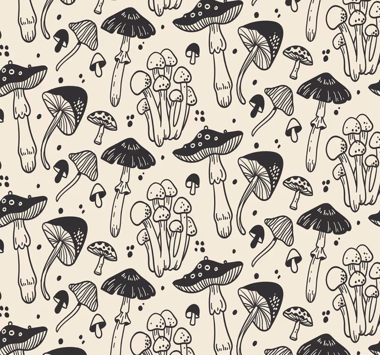 Paddenstoel patroon beige woonkamer behang - TenStickers