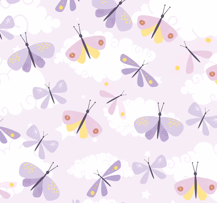 Pastel paarse tinten vlinder behang - TenStickers