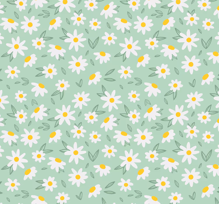 Behang Madeliefjesbloemen groene achtergrond - TenStickers