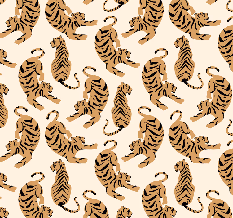 Dierenprint behang tijger voor kinderen - TenStickers