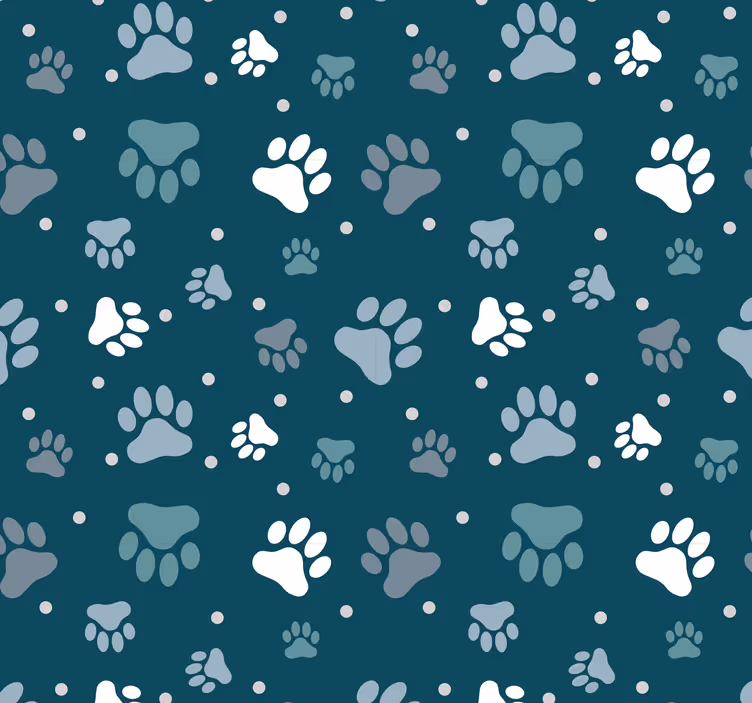 Behang slaapkamer Voetafdrukken van witte en grijze honden - TenStickers