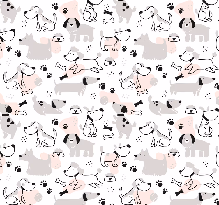 Behang slaapkamer Grijze honden patroon - TenStickers