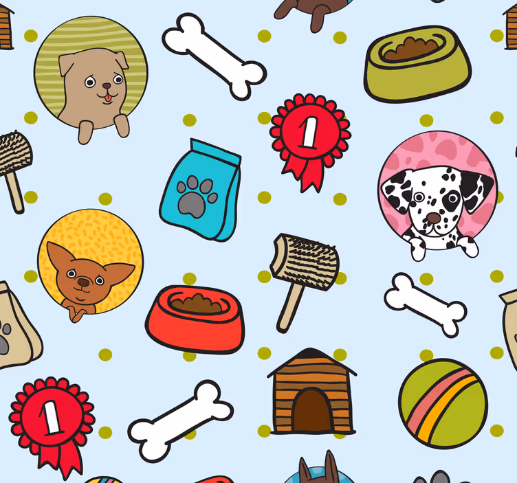 Behang slaapkamer Schattige hond puppy symbolen - TenStickers