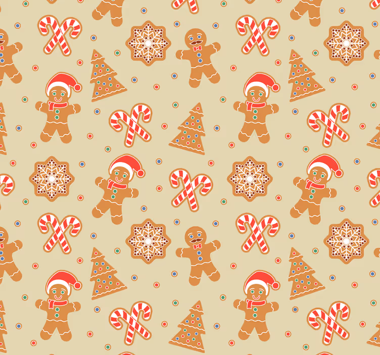 Peperkoek kerstman patroon behang - TenStickers