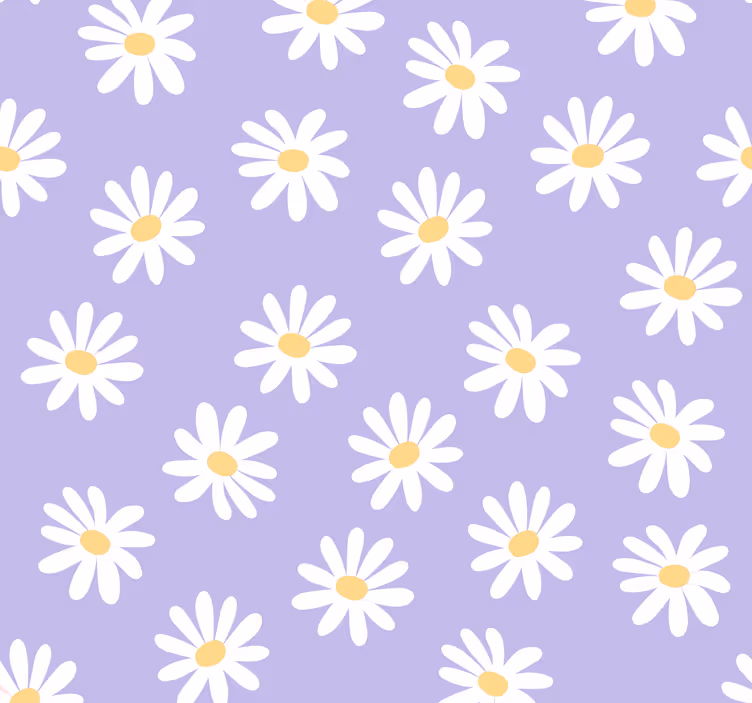 Bloemen behang Witte eenvoudige bloemen op lila - TenStickers