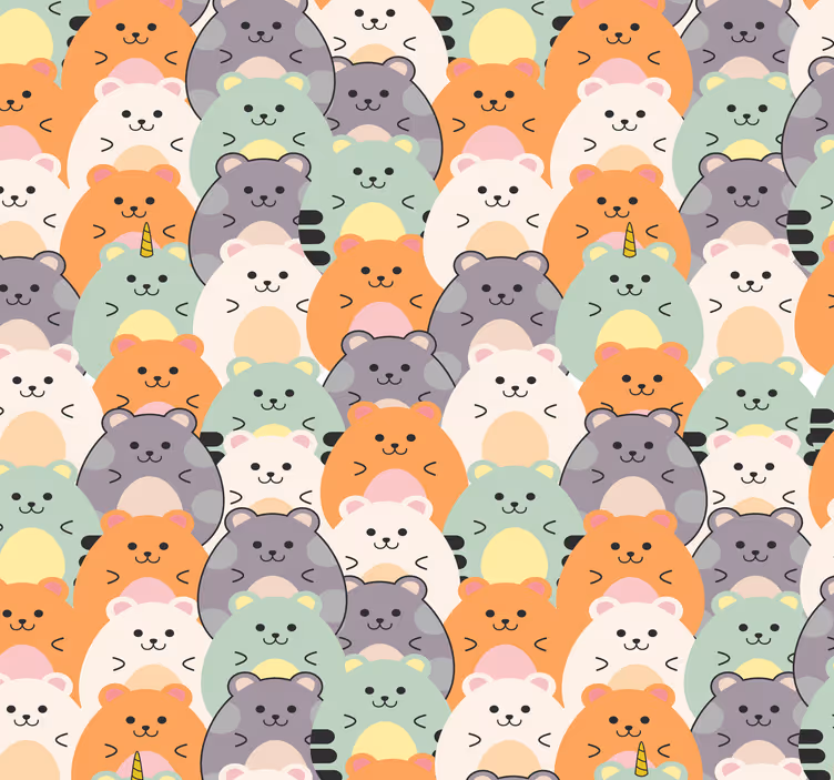 Behang modern Veelkleurige hamsters aan het eten - TenStickers