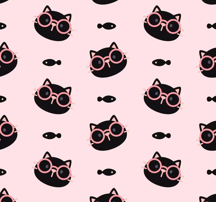 Behang slaapkamer Zwarte katten met roze bril - TenStickers