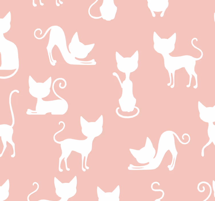 Slaapkamer behang abstracte uitrekkende katten - TenStickers