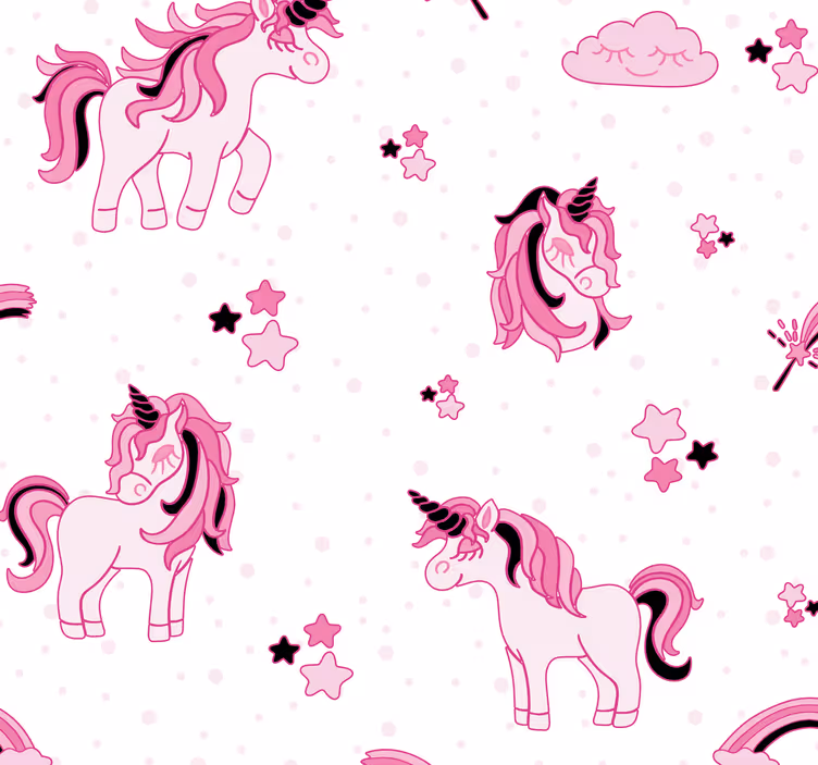 Kinderbehang Doodle stijl eenhoorn wereld - TenStickers