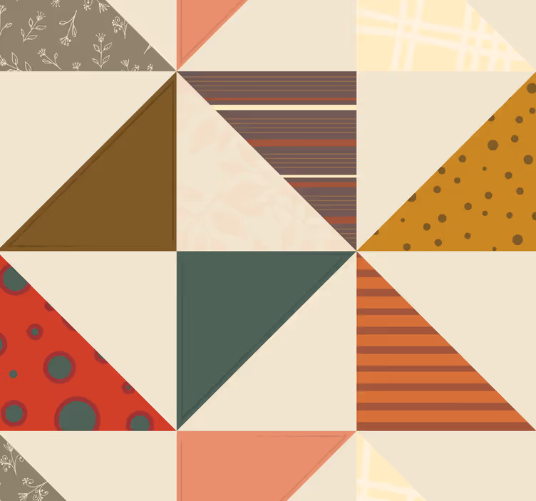 Driehoek behang Patchwork geometrisch driehoekspatroon - TenStickers