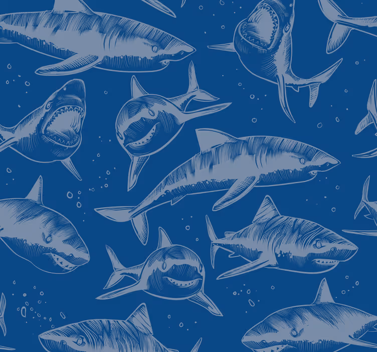 Dierenprint behang Woedende haaien - TenStickers
