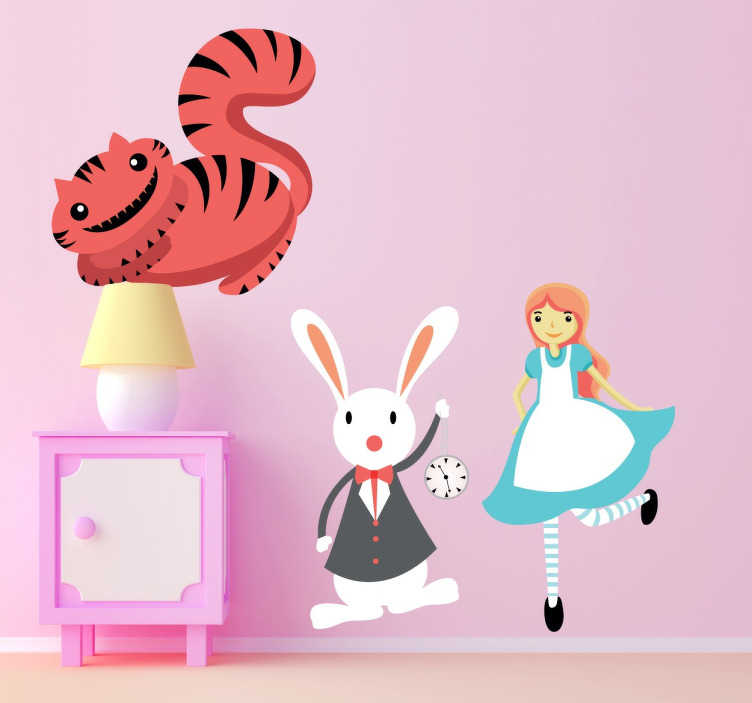 TenStickers. Alice in Wonderland sticker. Een muursticker voor de liefhebbers van het bekende sprookje "Alice in Wonderland". Heel leuk om de kinderkamer mee te decoreren.