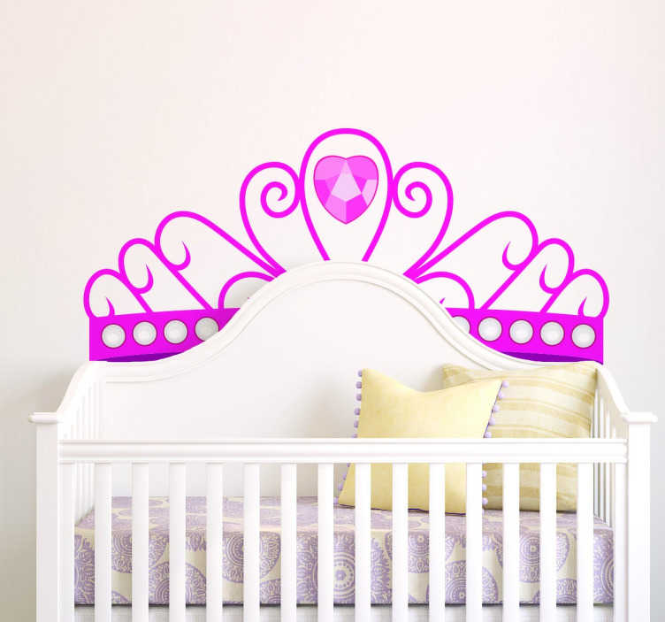 TenStickers. Kinderkamer muursticker prinsessen kroon. Decoratieve kinderkamer muursticker van een prinsessen kroon. Verkrijgbaar in verschillende afmetingen. Express verzending 24/48u.