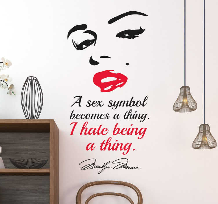 TenStickers. Marilyn Monroe Sex Symbool Quote. Muursticker met een van ´s werelds bekendste vrouwen Marilyn Monroe en een beroemde uitspraak van haar!