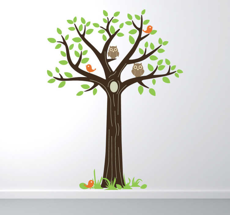 TenStickers. Muursticker Boom Vogels. Deze kindersticker van ons collectie uil muurstickers is een fantastisch ontwerp voor de slaapkamer van de kleintjes thuis.