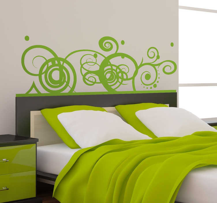 TenStickers. Muursticker hoofdeinde bed abstract. Deze muursticker omtrent een leuke ontwerp voor het hoofdeinde van uw bed. De prachtige krullen zorgen voor vrolijke wanddecoratie.