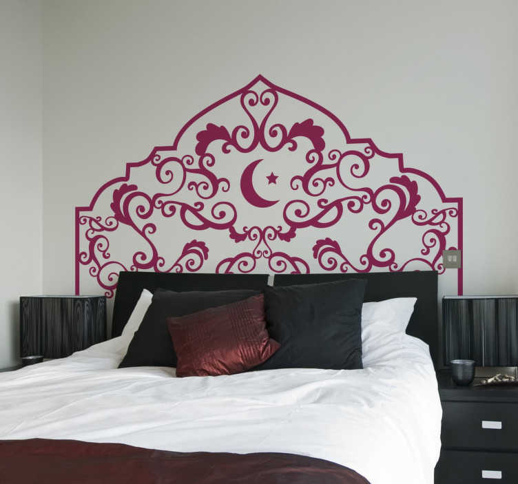TenStickers. Muursticker hoofdeinde bed Arabisch. Geef een Arabische tint in jouw slaapkamer! Met deze slaapkamer hoofdeinde van een symmetrische ontwerp geïnspireerd door het Oosterse sfeer.