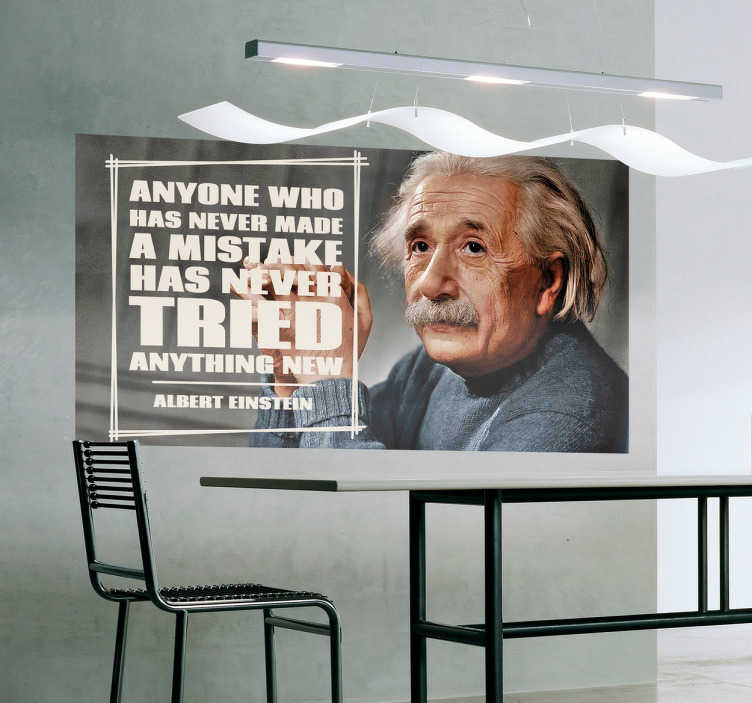 TenStickers. Muursticker quote Einstein mistake. Inspirerende muurtekst met een quote van Albert Einstein. Laat u inspireren door de briljante wetenschapper met deze decoratie sticker.