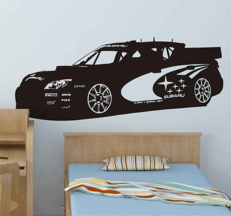 TenStickers. Muursticker Subaru. Deze sticker van een Subaru rally auto, is speciaal door ons ontwerp team ontworpen voor de race fanaten onder ons.