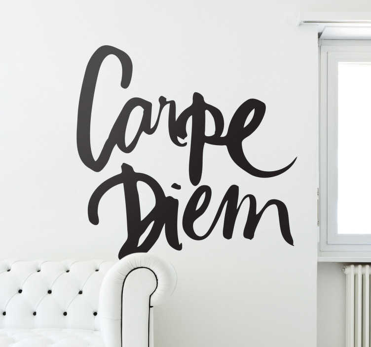 TenStickers. Muursticker Tekst Carpe Diem. Muursticker met de Latijnse tekst Carpe Diem, ideaal voor elke ruimte in uw huis als decoratiemogelijkheid!