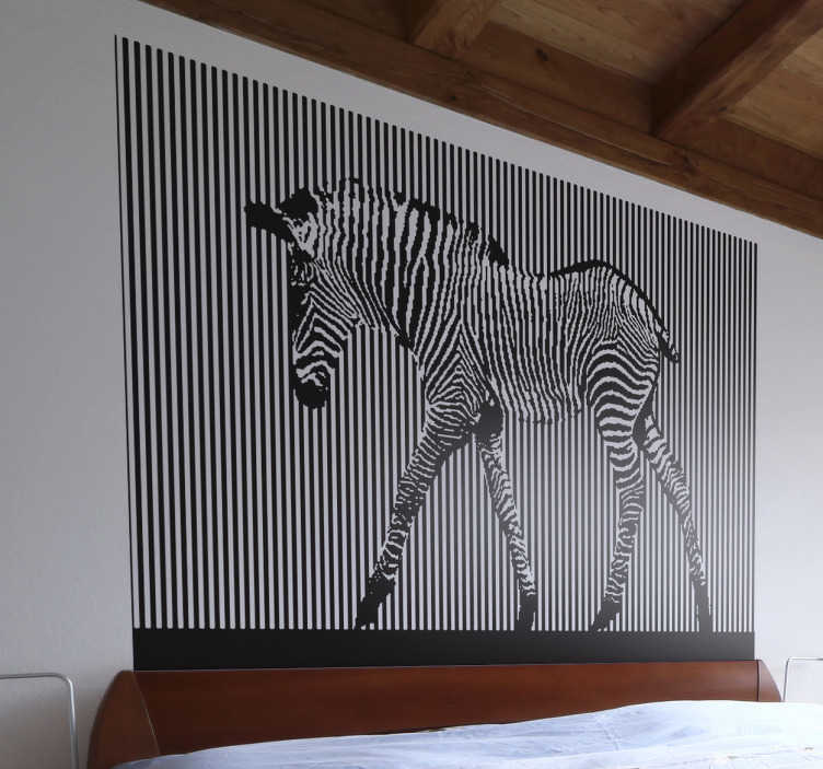 TenStickers. Muursticker zebra lijnen. Deze muursticker is een leuk ontwerp van een getextureerde zebra. Modern idee ter decoratie van uw woning.