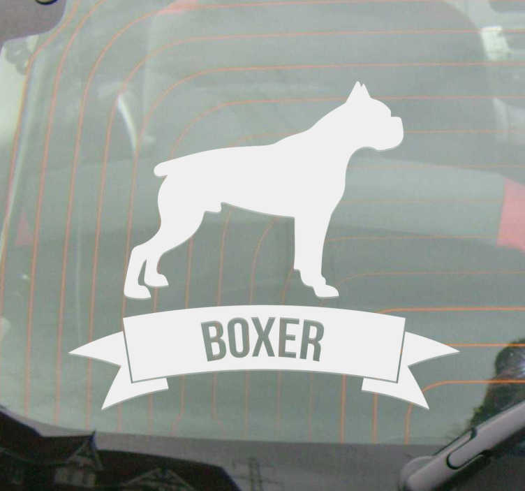TenStickers. Sticker Boxer. Sticker Boxer voor de trotse eigenaren van een lieve boxer. Is uw hond ook uw beste vriend? Laat het blijken met deze decoratie.