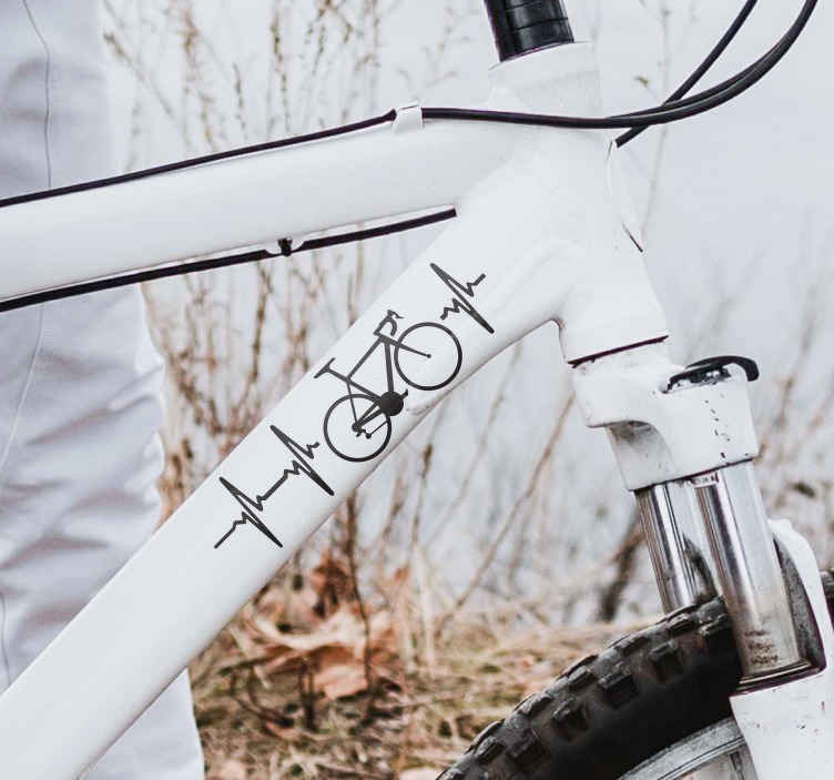 TenStickers. Sticker fiets hartslag. Een decoratie sticker van een wienrenners fiets met het bekende hartslag patroon op de hartmonitor. Voor de wielrenners.