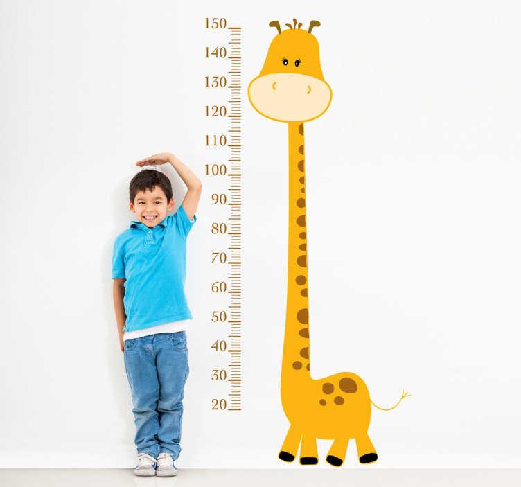 TenStickers. Sticker Groeimeter Giraffe. Groeimeter sticker met een Giraffe voor het decoreren van de kinderkamer of speelkamer in uw woning. Ook voor ramen en auto's.