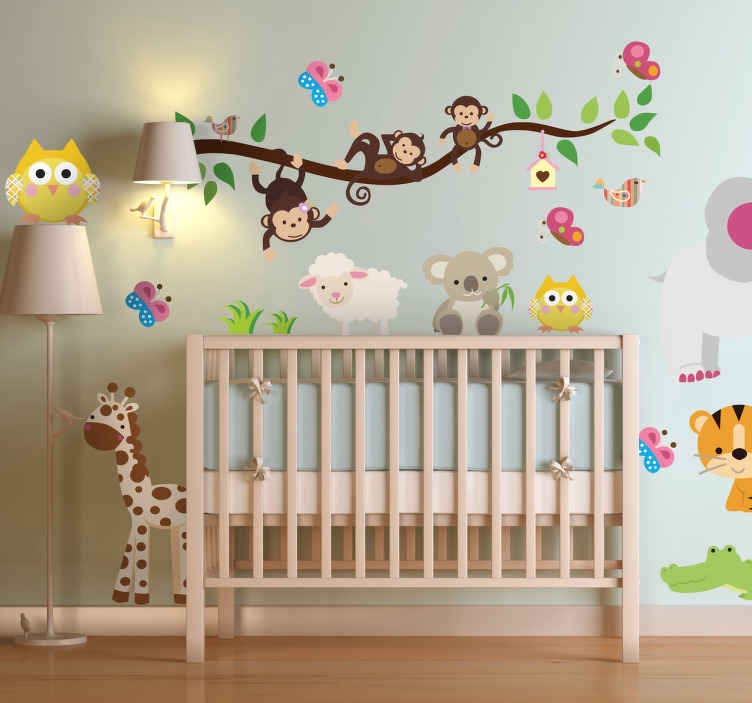 TenStickers. Sticker Jungle dieren. Deze schattige Jungle sticker is geweldig voor de kinderen. Hiermee versiert u verschillende ruimtes in huis binnen no time!