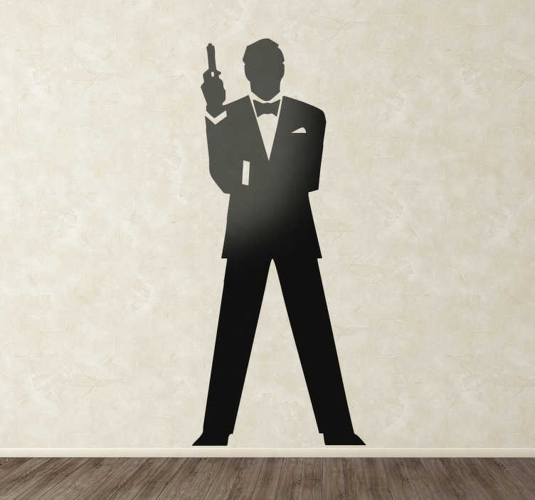 TenStickers. Sticker silhouette James Bond. Een leuke muursticker met de silhouette van geheimagent James Bond 007. Een leuk idee voor het decoreren van uw woning!