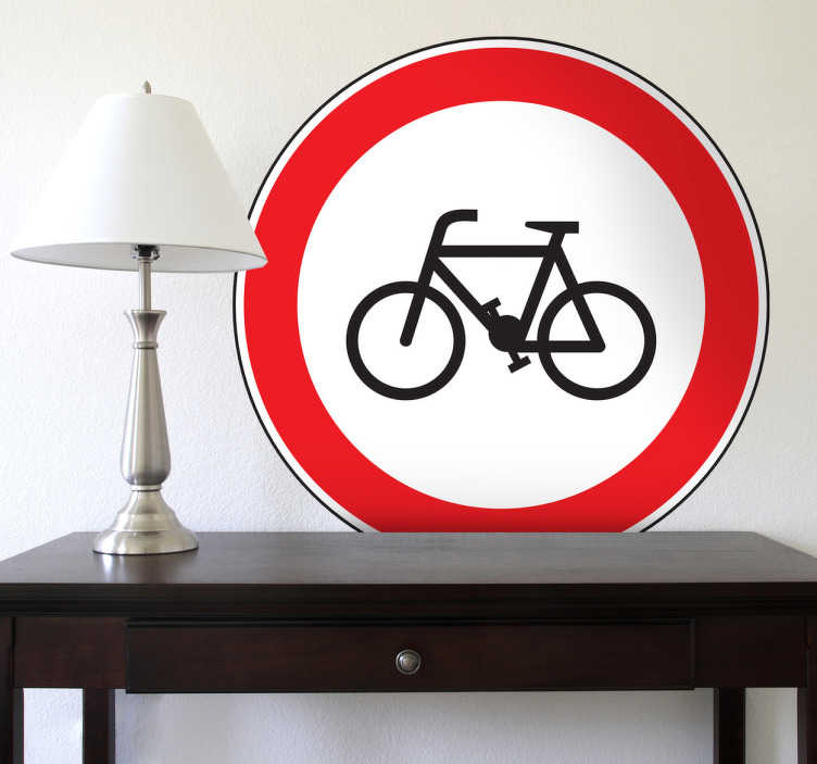 TenStickers. Sticker verboden fietsers. Sticker met hierop het rond verbodsbord voor fietsers afgebeeld. Maak fietsers duidelijk dat ze hier niet aanwezig mogen zijn met deze sticker.