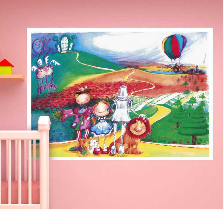 TenStickers. The Wizard of Oz film tekening sticker. Een exclusief design van de ontwerper Lol Mahone van de bekende film The Wizard of Oz! Dit ontwerp is speciaal gemaakt voor Tenstickers.