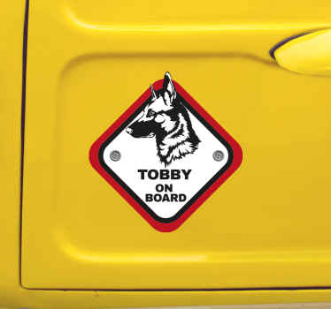 Autosticker herder on board personaliseerbaar