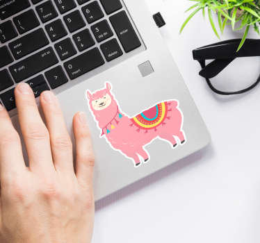 Laptop sticker roze llama