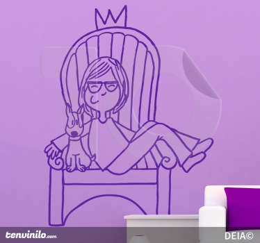 Muursticker kind troon hondje