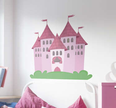 Muursticker kinderen kasteel roze