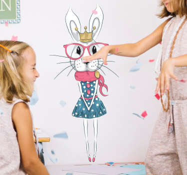 Muursticker trendy konijn