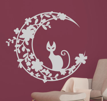 Muursticker kat op de Maan