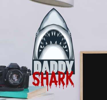 Muurstickers dieren Daddy shark text sticker