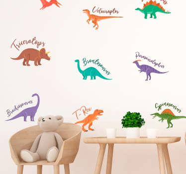 Muurstickers dieren Dinosaurussen met hun namen