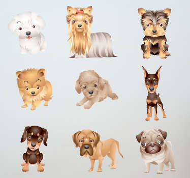 Muurstickers dieren lieve honden kinderkamer