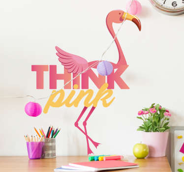 Roze flamingo muursticker