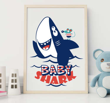 Muurstickers kinderkamer baby shark en muisje