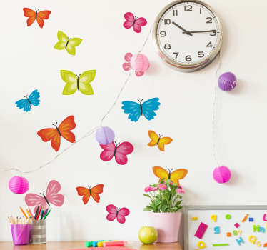 Muurstickers kinderkamer lente vlindertjes