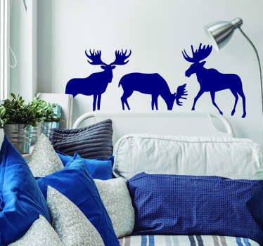 Muurstickers slaapkamer silhouet elanden