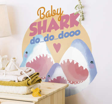 Muurstickers tekst Baby shark dododo song