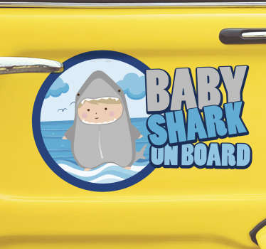Muurstickers tekst Baby Shark on board sticker