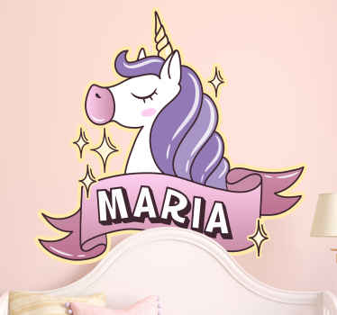 Naamsticker eenhoorn personaliseerbaar