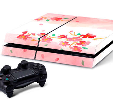 Playstation skin roze bloemen